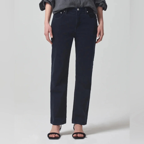 Citizens of Humanity Neve Low Slung Relaxed Washed Black Corduroy Pant Size 33 - Picture 1 of 11